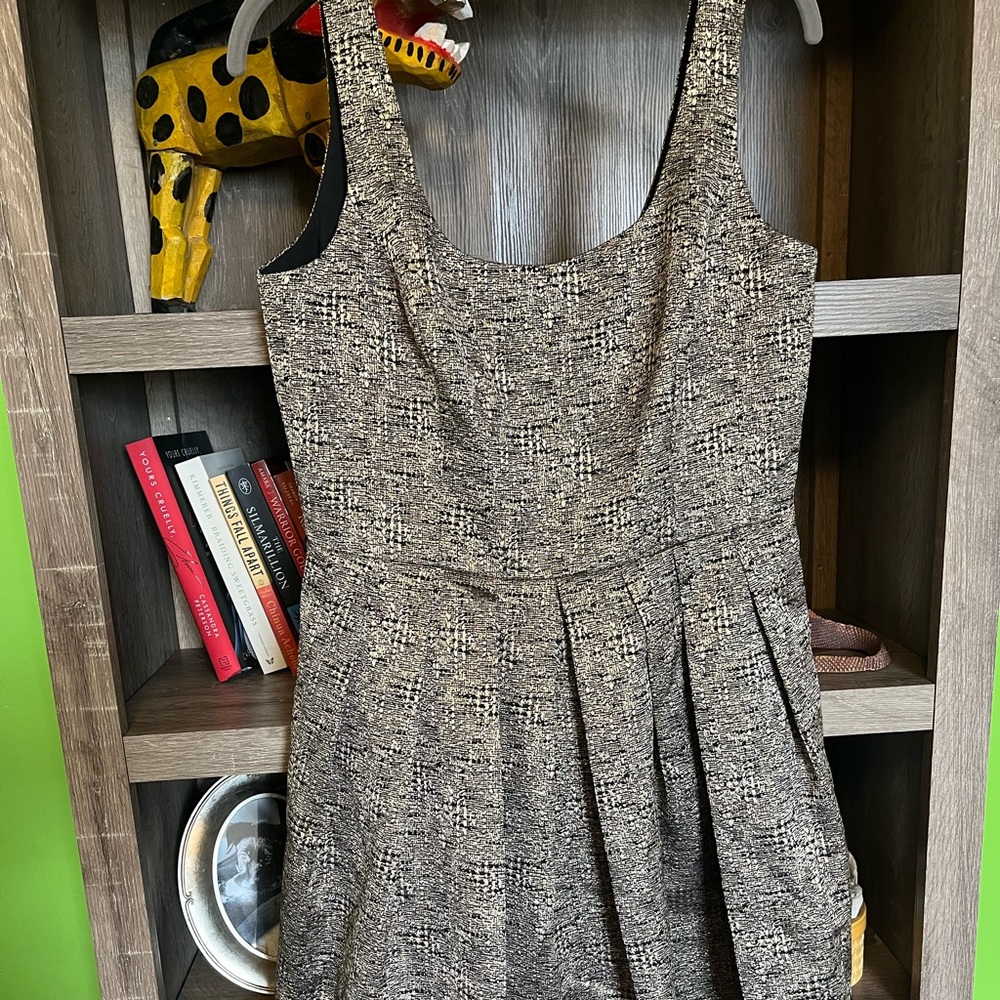 Gold Pleated Strapless Dress